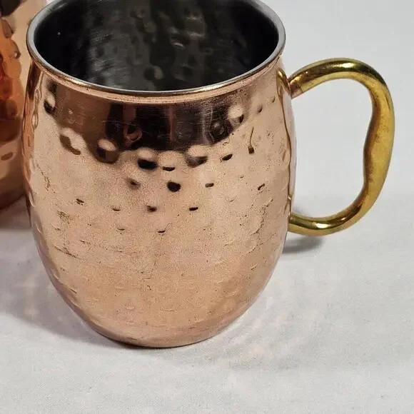 Godinger Hammered Copper Moscow Mule Mugs Cups Set of 2 - Picture 3 of 10